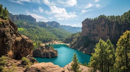 View of the emerald lake in Canyon de Chelly, Arizonaの写真素材