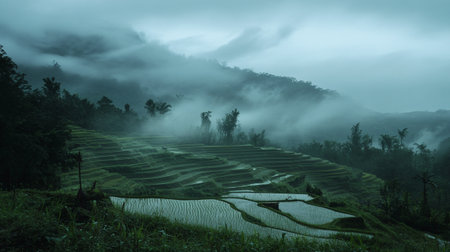 Terraced rice fieldの写真素材