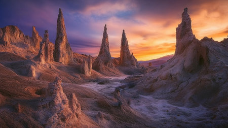Fairy Chimneys in Bardenas Reales, Navarra, Spainの写真素材