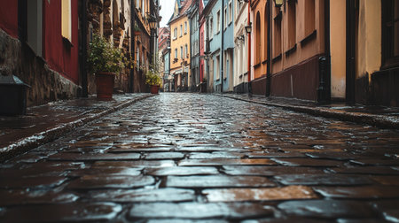 Old street in Riga, Latvia. Old cobblestone street in Riga, Latvia.の素材