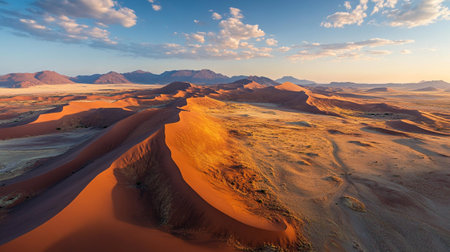 Aerial view of the Namib desert at sunset, Namibiaの写真素材