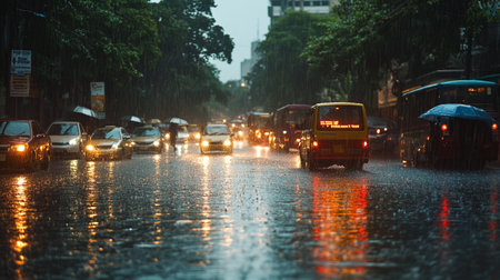 Heavy rain in Bangkok, Thailand.の写真素材