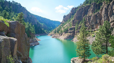 Beautiful view of the turquoise color of the river in the mountainsの写真素材