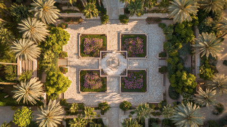 Aerial view of beautiful garden in Luxor, Egypt. Top viewの写真素材