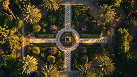 Aerial view of a beautiful park in Dubai, United Arab Emiratesの写真素材