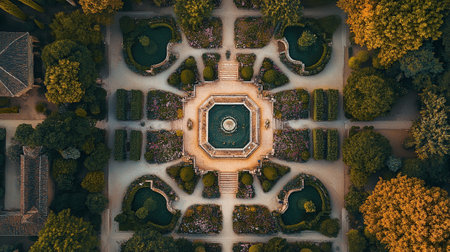 Top view of the park in the city center. Drone photography.の写真素材