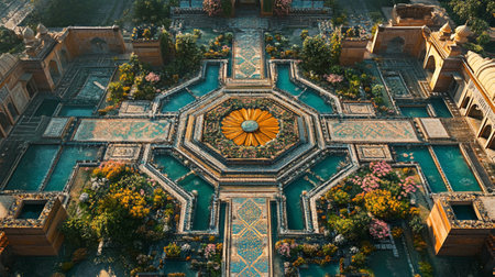 Top view of a grand palaceの写真素材