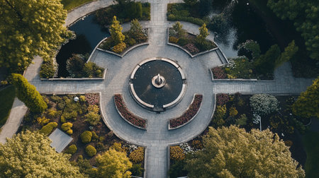Aerial view of a beautiful park in the city, drone photographyの写真素材