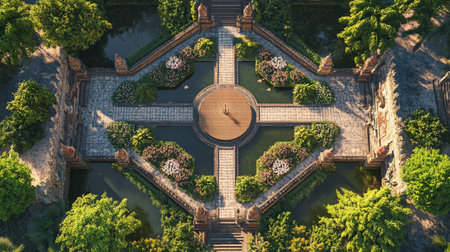 Aerial view of the Garden of the Ratchaburi Palace, Thailandの写真素材