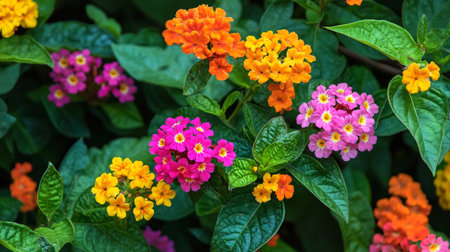 Lantana camara flowers blooming in the garden, stock photoの写真素材