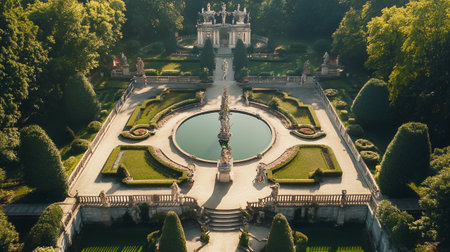Aerial view of Schonbrunn Palace in Vienna, Austriaの写真素材