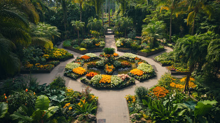 Beautiful flower garden in the botanical garden in Kuala Lumpur, Malaysiaの写真素材