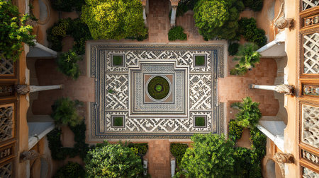 Top view of the courtyard of the Palace of Aranjuezの写真素材