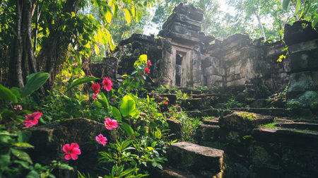 Ruins of Beng Mealea temple in Angkor, Cambodiaの素材