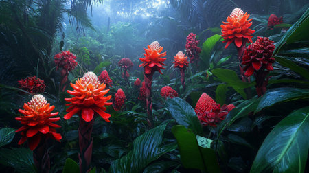 Tropical flowers in the rainforest of Borneo.の写真素材