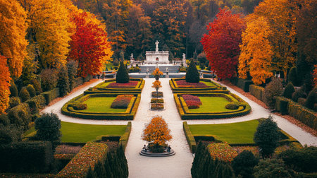 Autumn in the park of Schonbrunn Palace, Vienna, Austriaの写真素材