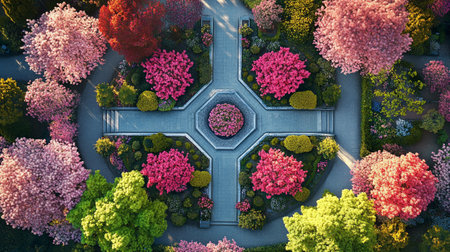 Top view of flower garden in the city. 3d rendering.の写真素材