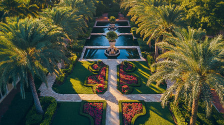 Luxury landscape design of the garden. Beautiful landscaped garden.の写真素材