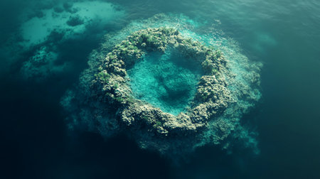 Aerial view of a beautiful coral reef in the Indian Ocean.の写真素材