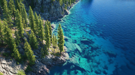 Aerial view of Lake Tahoe in California, United States.の写真素材