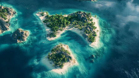 Aerial view of a small island in the Indian Ocean, Maldivesの写真素材