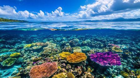 Coral reef and tropical fish at Seychelles, Maheの写真素材