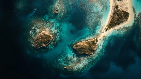 Aerial view of a small island in the Indian Ocean, Maldivesの写真素材