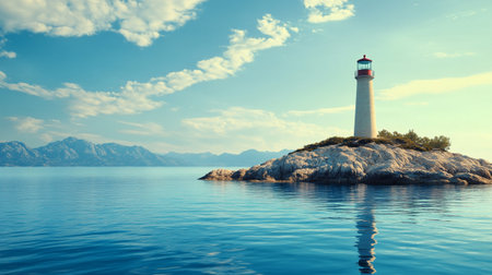 Lighthouse on a small island in the Adriatic Sea.の写真素材