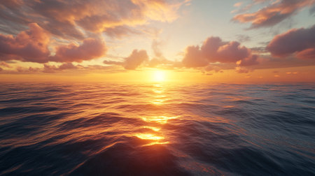 Beautiful sunset over the sea. 3d rendering, 3d illustration.の写真素材