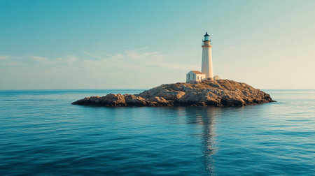 Lighthouse on a small island in the Adriatic Sea.の写真素材