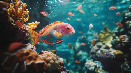 Colorful tropical fish swimming in the sea. Underwater world.の写真素材