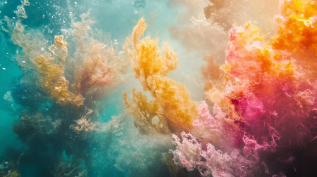 Colorful coral reef underwater background with copy space for text or designの写真素材