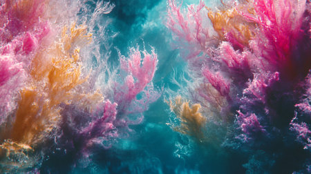 Colorful abstract background with acrylic paint in water. Colorful background with copy space.の写真素材