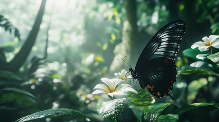 Butterfly on the flower in the garden, nature background.の写真素材