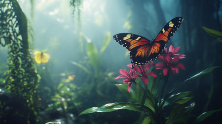 Beautiful butterfly on flower in the garden. Butterfly on flower.の写真素材