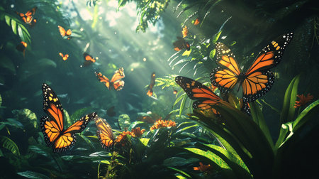Butterflies in the tropical forest. Filtered image processed vintage effect.の写真素材