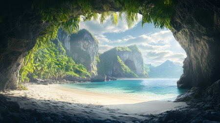 Tropical beach in El Nido, Palawan, Philippinesの写真素材