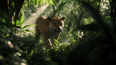 Leopard in the jungle. Wild cat in the jungle.の写真素材