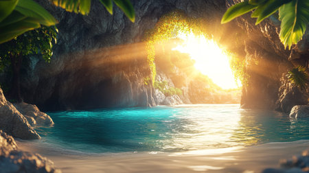 Beautiful tropical beach with turquoise water. 3d renderingの写真素材