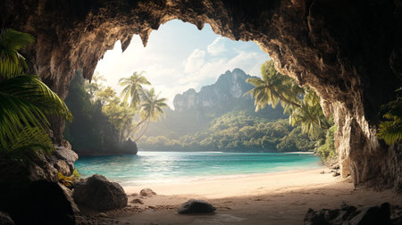 Tropical beach in Palawan, Philippines. Panoramic viewの写真素材