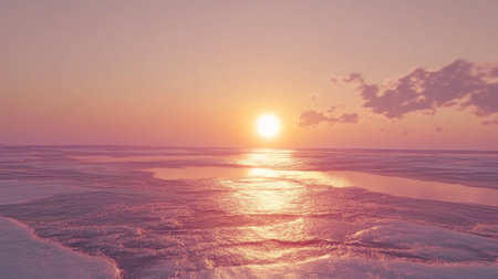 Beautiful sunrise over the sea. Panoramic view. 3d renderingの写真素材