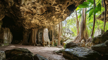 Kampong cave in Angkor Thom, Siem Reap, Cambodiaの写真素材