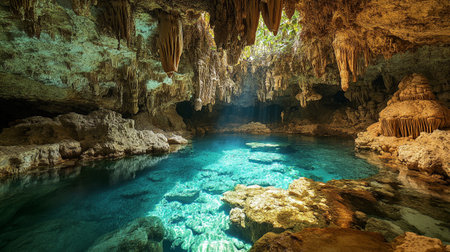 Beautiful view of the Cenote de la Luz in Cubaの写真素材