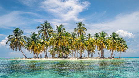Palm trees on a small island in the Indian Ocean, Maldivesの写真素材