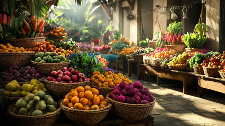 Fruits and vegetables on the market in Bali, Indonesia.の写真素材