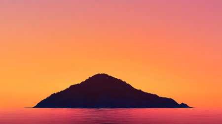 beautiful sunset over the island in the sea. 3d renderingの素材