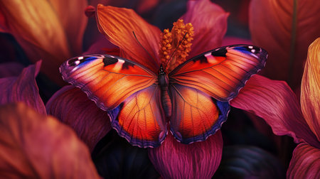 Butterfly on a flower in the garden.の写真素材