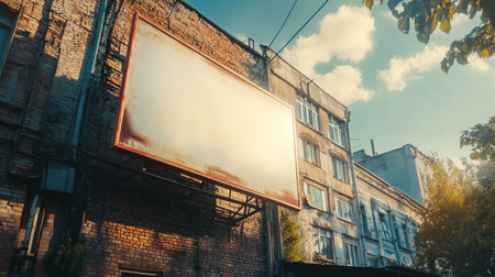 Blank billboard on the street in the city. Vintage style.の写真素材