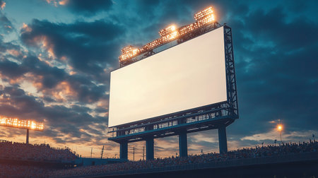 Blank billboard on the stadium during the sunset. 3d renderingの写真素材