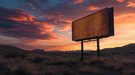 Blank billboard at sunset in the desert of Utah, USA.の写真素材